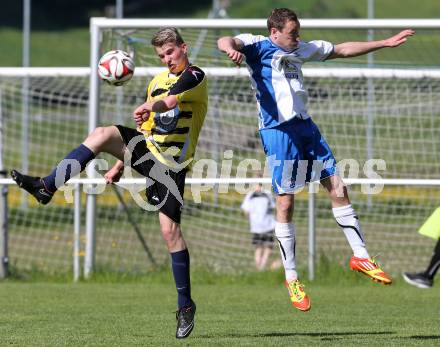 Fussball 1. Klasse Unteres Play Off. Oberes Moelltal gegen Stall.  Gerhard Reichhold, (Oberes Moelltal), Thomas Steiner (Stall). Rangersdorf, am 16.5.2015.
Foto: Kuess
---
pressefotos, pressefotografie, kuess, qs, qspictures, sport, bild, bilder, bilddatenbank