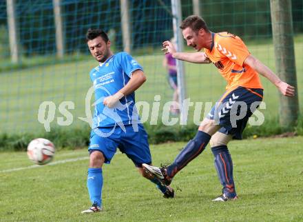 Fussball Unterliga Ost. DSG Sele Zell gegen Globasnitz. Daniel Cumurdzic, (Sele Zell), Gerald Woelbl (Globasnitz). Zell, am 17.5.2015.
Foto: Kuess
---
pressefotos, pressefotografie, kuess, qs, qspictures, sport, bild, bilder, bilddatenbank