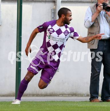 Fussball Regionalliga. SK Austria KLagenfurt gegen Wallern. Torjubel Tyrone Marcel Mc Cargo (Austria). KLagenfurt, am 29.5.2015.
Foto: Kuess
---
pressefotos, pressefotografie, kuess, qs, qspictures, sport, bild, bilder, bilddatenbank