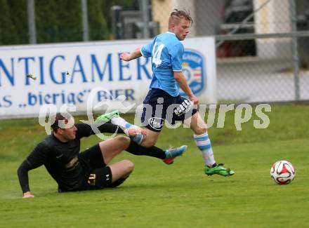 Fussball 2. Klasse C. Oberglan gegen Poertschach. Lukas Stueckelberger,  (Oberglan), Fabio Grabner (Poertschach). Oberglan, am 22.5.2015.
Foto: Kuess
---
pressefotos, pressefotografie, kuess, qs, qspictures, sport, bild, bilder, bilddatenbank