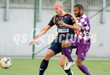 Fussball Regionalliga. SK Austria KLagenfurt gegen Wallern. Tyrone Marcel Mc Cargo,(Austria),  Ivan Matosevic  (Wallern). KLagenfurt, am 29.5.2015.
Foto: Kuess
---
pressefotos, pressefotografie, kuess, qs, qspictures, sport, bild, bilder, bilddatenbank