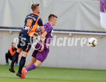 Fussball Regionalliga. SK Austria KLagenfurt gegen Wallern. Patrik Eler,  (Austria), Philipp Haslgruber (Wallern). KLagenfurt, am 29.5.2015.
Foto: Kuess
---
pressefotos, pressefotografie, kuess, qs, qspictures, sport, bild, bilder, bilddatenbank