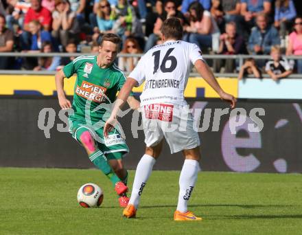 Fussball Bundesliga. RZ Pellets WAC gegen SK Rapid Wien. Boris Huettenbrenner,  (WAC), Philipp Schobesberger (Wien). Wolfsberg, am 16.5.2015.
Foto: Kuess

---
pressefotos, pressefotografie, kuess, qs, qspictures, sport, bild, bilder, bilddatenbank