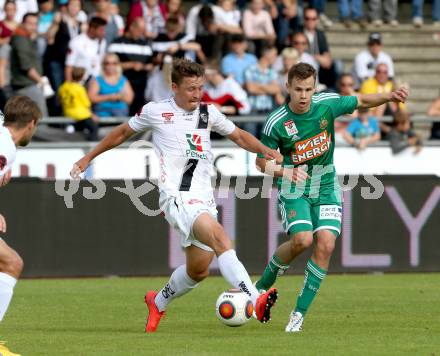 Fussball Bundesliga. RZ Pellets WAC gegen SK Rapid Wien.  Christopher Wernitznig,  (WAC), Louis Schaub (Wien). Wolfsberg, am 16.5.2015.
Foto: Kuess

---
pressefotos, pressefotografie, kuess, qs, qspictures, sport, bild, bilder, bilddatenbank