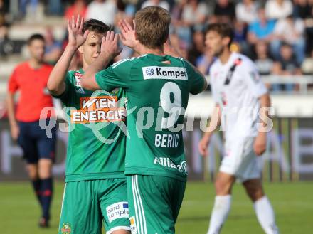 Fussball Bundesliga. RZ Pellets WAC gegen SK Rapid Wien. Torjubel Robert Beric, Stefan Schwab (Wien). Wolfsberg, am 16.5.2015.
Foto: Kuess

---
pressefotos, pressefotografie, kuess, qs, qspictures, sport, bild, bilder, bilddatenbank