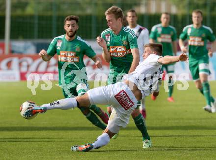 Fussball Bundesliga. RZ Pellets WAC gegen SK Rapid Wien. Daniel Drescher, (WAC), Robert Beric (Wien). Wolfsberg, am 16.5.2015.
Foto: Kuess

---
pressefotos, pressefotografie, kuess, qs, qspictures, sport, bild, bilder, bilddatenbank