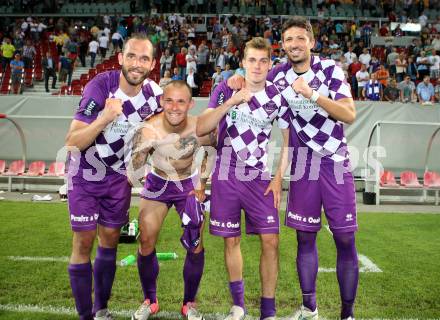 Fussball Regionalliga. Aufstiegs Play Off. SK Austria Klagenfurt gegen Parndorf. Christian Prawda, Rajko Rep, Patrik Eler, Marko Dusak (Austria). KLagenfurt, am 9.6.2015.
Foto: Kuess
---
pressefotos, pressefotografie, kuess, qs, qspictures, sport, bild, bilder, bilddatenbank