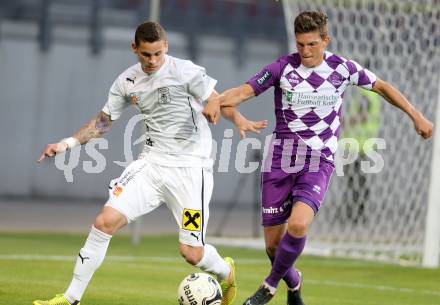 Fussball Regionalliga. Aufstiegs Play Off. SK Austria Klagenfurt gegen Parndorf. Ervin Bevab,  (Austria),  Kristian Kostrna (Parndorf). KLagenfurt, am 9.6.2015.
Foto: Kuess
---
pressefotos, pressefotografie, kuess, qs, qspictures, sport, bild, bilder, bilddatenbank