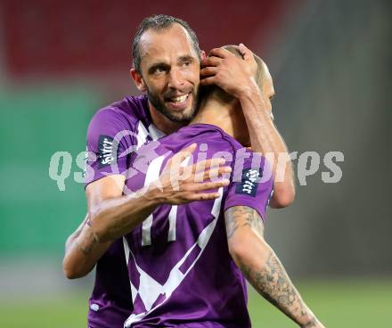 Fussball Regionalliga. Aufstiegs Play Off. SK Austria Klagenfurt gegen Parndorf. Torjubel Chhristian Prawda, Rajko Rep (Austria). KLagenfurt, am 9.6.2015.
Foto: Kuess
---
pressefotos, pressefotografie, kuess, qs, qspictures, sport, bild, bilder, bilddatenbank