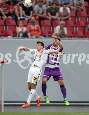 Fussball Regionalliga. Aufstiegs Play Off. SK Austria Klagenfurt gegen Parndorf. Roman Wallner, (Austria), Mario Easic  (Parndorf). KLagenfurt, am 9.6.2015.
Foto: Kuess
---
pressefotos, pressefotografie, kuess, qs, qspictures, sport, bild, bilder, bilddatenbank