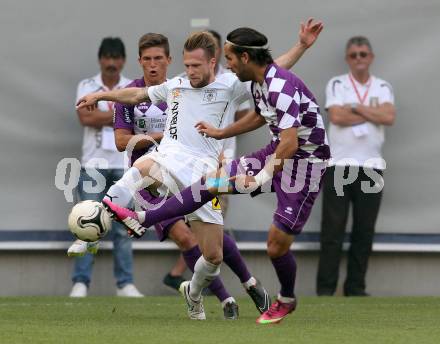 Fussball Regionalliga. Aufstiegs Play Off. SK Austria Klagenfurt gegen Parndorf. Dominik Kirschner, Sandro Zakany,  (Austria), Sascha Steinacher (Parndorf). KLagenfurt, am 9.6.2015.
Foto: Kuess
---
pressefotos, pressefotografie, kuess, qs, qspictures, sport, bild, bilder, bilddatenbank