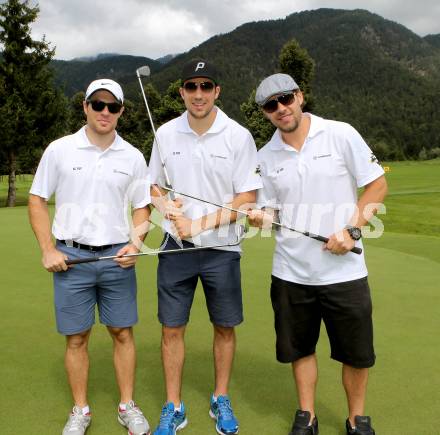 EBEL. Eishockey Bundesliga. Teambuilding VSV. Golf. Brock McBride, Marc Santorelli, Francois Fortier. Tarvis, am 25.8.2014.
Foto: Kuess
---
pressefotos, pressefotografie, kuess, qs, qspictures, sport, bild, bilder, bilddatenbank