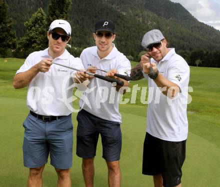 EBEL. Eishockey Bundesliga. Teambuilding VSV. Golf. Brock McBride, Marc Santorelli, Francois Fortier. Tarvis, am 25.8.2014.
Foto: Kuess
---
pressefotos, pressefotografie, kuess, qs, qspictures, sport, bild, bilder, bilddatenbank