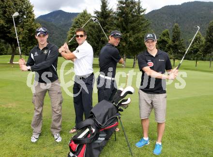 EBEL. Eishockey Bundesliga. Teambuilding VSV. Golf. Klemen Pretnar, Cole Jarrett, John Lammers, Jean Philippe Lamoureux. Tarvis, am 25.8.2014.
Foto: Kuess
---
pressefotos, pressefotografie, kuess, qs, qspictures, sport, bild, bilder, bilddatenbank