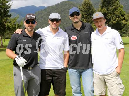 EBEL. Eishockey Bundesliga. Teambuilding VSV. Golf. Gerhard Unterluggauer, Francois Fortier, Thomas Hoeneckl, Nico Brunner. Tarvis, am 25.8.2014.
Foto: Kuess
---
pressefotos, pressefotografie, kuess, qs, qspictures, sport, bild, bilder, bilddatenbank