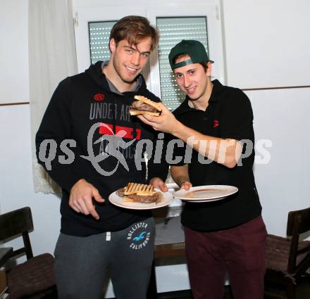 EBEL. Eishockey Bundesliga.  Thomas Hundertpfund, Daniel Ban (KAC). Klagenfurt, am 22.11.2014.
Foto: Kuess
---
pressefotos, pressefotografie, kuess, qs, qspictures, sport, bild, bilder, bilddatenbank