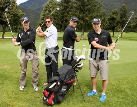 EBEL. Eishockey Bundesliga. Teambuilding VSV. Golf. Klemen Pretnar, Cole Jarrett, John Lammers, Jean Philippe Lamoureux. Tarvis, am 25.8.2014.
Foto: Kuess
---
pressefotos, pressefotografie, kuess, qs, qspictures, sport, bild, bilder, bilddatenbank