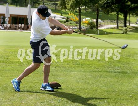 EBEL. Eishockey Bundesliga. Teambuilding VSV. Golf.  Marc Santorelli. Tarvis, am 25.8.2014.
Foto: Kuess
---
pressefotos, pressefotografie, kuess, qs, qspictures, sport, bild, bilder, bilddatenbank