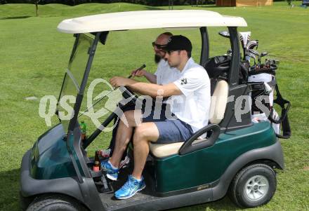 EBEL. Eishockey Bundesliga. Teambuilding VSV. Golf.  Marc Santorelli, Co-Trainer Markus Peintner. Tarvis, am 25.8.2014.
Foto: Kuess
---
pressefotos, pressefotografie, kuess, qs, qspictures, sport, bild, bilder, bilddatenbank