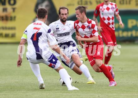 Fussball Testspiel. SAK gegen SK Austria Klagenfurt. Darjan Aleksic, Marjan Kropiunik, (SAK), Fabian Miesenboeck  (Austria Klagenfurt). Welzenegg, am 25.6.2015.
Foto: Kuess
---
pressefotos, pressefotografie, kuess, qs, qspictures, sport, bild, bilder, bilddatenbank