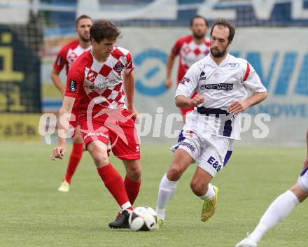 Fussball Testspiel. SAK gegen SK Austria Klagenfurt. Marjan Kropiunik, (SAK), Christian Falk  (Austria Klagenfurt). Welzenegg, am 25.6.2015.
Foto: Kuess
---
pressefotos, pressefotografie, kuess, qs, qspictures, sport, bild, bilder, bilddatenbank