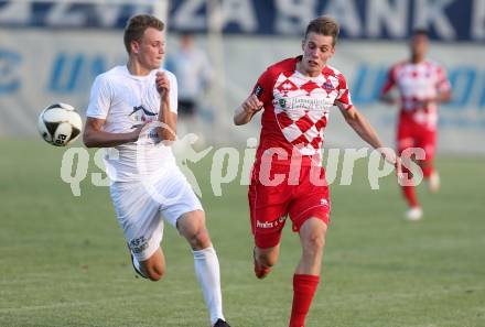 Fussball Testspiel. Annabichler SV gegen SK Austria Klagenfurt. Dominik Wurmdobler,  (ASV), Patrik Eler (Austria). Welzenegg, am 29.6.2015.
Foto: Kuess
---
pressefotos, pressefotografie, kuess, qs, qspictures, sport, bild, bilder, bilddatenbank