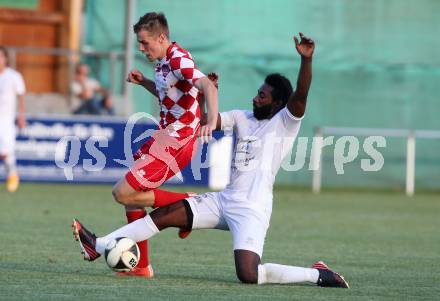 Fussball Testspiel. Annabichler SV gegen SK Austria Klagenfurt. Christian Makanda Mpaka, (ASV),  Patrik Eler (Austria). Welzenegg, am 29.6.2015.
Foto: Kuess
---
pressefotos, pressefotografie, kuess, qs, qspictures, sport, bild, bilder, bilddatenbank