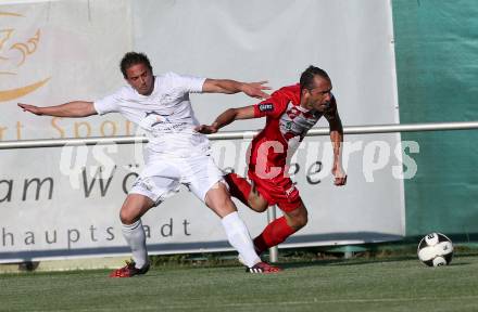 Fussball Testspiel. Annabichler SV gegen SK Austria Klagenfurt. Christian Prawda,  (ASV), Stefan Dollinger (Austria). Welzenegg, am 29.6.2015.
Foto: Kuess
---
pressefotos, pressefotografie, kuess, qs, qspictures, sport, bild, bilder, bilddatenbank