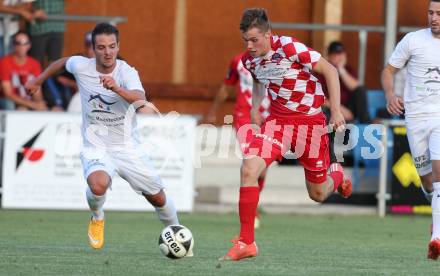 Fussball Testspiel. Annabichler SV gegen SK Austria Klagenfurt. Martin Salentinig, (ASV), Patrik Eler  (Austria). Welzenegg, am 29.6.2015.
Foto: Kuess
---
pressefotos, pressefotografie, kuess, qs, qspictures, sport, bild, bilder, bilddatenbank