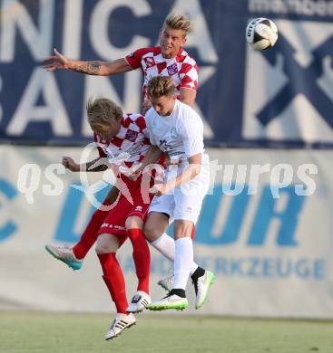 Fussball Testspiel. Annabichler SV gegen SK Austria Klagenfurt. Philipp Matthias Gaggl,  (ASV), Dominic Puercher,  Marco Leininger (Austria). Welzenegg, am 29.6.2015.
Foto: Kuess
---
pressefotos, pressefotografie, kuess, qs, qspictures, sport, bild, bilder, bilddatenbank