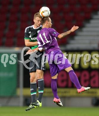 Fussball Testspiel. SK Austria Klagenfurt gegen Schalke 04. Raiko Rep, (Austria Klagenfurt),  Marvin Friedrich (Schalke). Klagenfurt, am 8.7.2015.
Foto: Kuess
---
pressefotos, pressefotografie, kuess, qs, qspictures, sport, bild, bilder, bilddatenbank