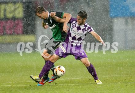 Fussball Testspiel. SK Austria Klagenfurt gegen Schalke 04. Cemal Amet,  (Austria Klagenfurt), Marcel Sobottka (Schalke). Klagenfurt, am 8.7.2015.
Foto: Kuess
---
pressefotos, pressefotografie, kuess, qs, qspictures, sport, bild, bilder, bilddatenbank