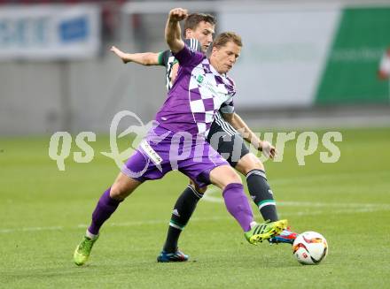 Fussball Testspiel. SK Austria Klagenfurt gegen Schalke 04. Christian Thonhofer,  (Austria Klagenfurt), Marcel Sobottka (Schalke). Klagenfurt, am 8.7.2015.
Foto: Kuess
---
pressefotos, pressefotografie, kuess, qs, qspictures, sport, bild, bilder, bilddatenbank