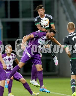 Fussball Testspiel. SK Austria Klagenfurt gegen Schalke 04. Matthias Sereinig, (Austria Klagenfurt), Roman Neustaedter  (Schalke). Klagenfurt, am 8.7.2015.
Foto: Kuess
---
pressefotos, pressefotografie, kuess, qs, qspictures, sport, bild, bilder, bilddatenbank