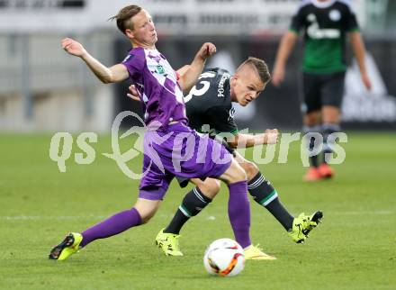 Fussball Testspiel. SK Austria Klagenfurt gegen Schalke 04. Fabian Miesenboeck, (Austria Klagenfurt), Florian Pick (Schalke). Klagenfurt, am 8.7.2015.
Foto: Kuess
---
pressefotos, pressefotografie, kuess, qs, qspictures, sport, bild, bilder, bilddatenbank