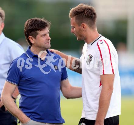 Fussball Testspiel. RZ Pellets WAC gegen Schalke 04. Dietmar Riegler, Michael Sollbauer (WAC). Wolfsberg, am 10.7.2015.
Foto: Kuess
---
pressefotos, pressefotografie, kuess, qs, qspictures, sport, bild, bilder, bilddatenbank