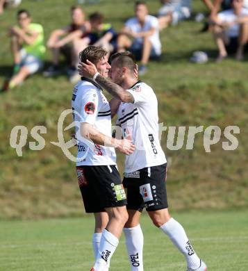 Fussball OEFB Cup. ASKOE Koettmannsdorf gegen RZ Pellets WAC.  Torjubel Tadej Trdina, Peter Zulj (WAC). Koettmannsdorf, am 19.7.2015.
Foto: Kuess
---
pressefotos, pressefotografie, kuess, qs, qspictures, sport, bild, bilder, bilddatenbank