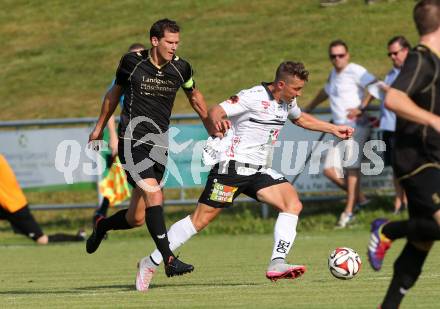 Fussball OEFB Cup. ASKOE Koettmannsdorf gegen RZ Pellets WAC.  Christoph Pibal, (Koettmannsdorf),  Christopher Wernitznig (WAC). Koettmannsdorf, am 19.7.2015.
Foto: Kuess
---
pressefotos, pressefotografie, kuess, qs, qspictures, sport, bild, bilder, bilddatenbank