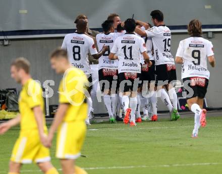 Fussball. UEFA Europa League 2015/2016. Second Qualifying Round. RZ Pellets WAC gegen FC Shakhtyor Soligorsk. Torjubel  (WAC). Klagenfurt, am 23.7.2015.
Foto: Kuess
---
pressefotos, pressefotografie, kuess, qs, qspictures, sport, bild, bilder, bilddatenbank