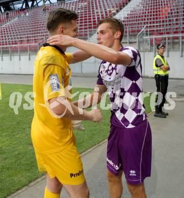 Fussball. Sky go Erste Liga. SK Austria Klagenfurt gegen FC Liefering. Filip Dmitrovic, Patrik Eler (Klagenfurt). Klagenfurt, am 24.7.2015.
Foto: Kuess
---
pressefotos, pressefotografie, kuess, qs, qspictures, sport, bild, bilder, bilddatenbank