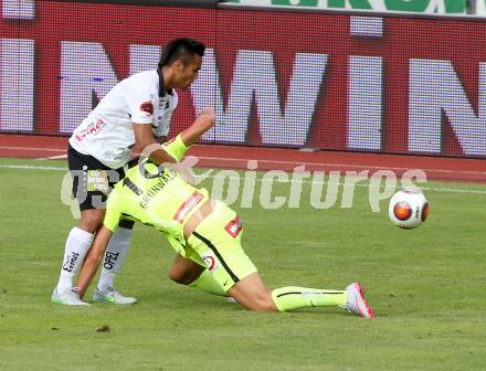 Fussball. Tipico Bundesliga. RZ Pellets WAC gegen FK Austria Wien. Stephan Palla, (WAC), Alexander Gruenwald  (Wien). Wolfsberg, am 26.7.2015.
Foto: Kuess
Foto: Kuess

---
pressefotos, pressefotografie, kuess, qs, qspictures, sport, bild, bilder, bilddatenbank