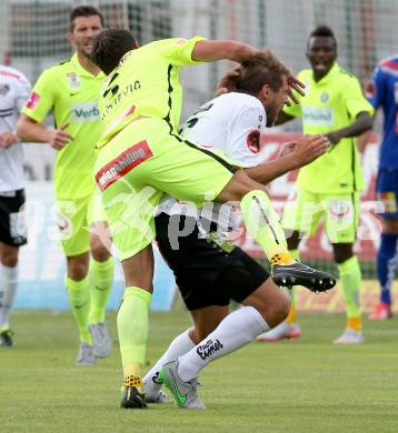 Fussball. Tipico Bundesliga. RZ Pellets WAC gegen FK Austria Wien. Boris Huettenbrenner, (WAC),  Ognjen Vukojevic  (Wien). Wolfsberg, am 26.7.2015.
Foto: Kuess
Foto: Kuess

---
pressefotos, pressefotografie, kuess, qs, qspictures, sport, bild, bilder, bilddatenbank