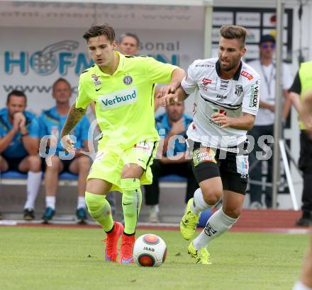 Fussball. Tipico Bundesliga. RZ Pellets WAC gegen FK Austria Wien. Manuel Seidl,  (WAC), Christoph Martschinko (Wien). Wolfsberg, am 26.7.2015.
Foto: Kuess
Foto: Kuess

---
pressefotos, pressefotografie, kuess, qs, qspictures, sport, bild, bilder, bilddatenbank