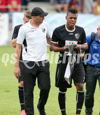 Fussball Regionalliga. Annabichler SV gegen RZ Pellets WAC Amateure.  Trainer Harald Tatschl, Nosa Iyobosa Edokpolor (WAC). Annabichl, am 26.7.2015.
Foto: Kuess
---
pressefotos, pressefotografie, kuess, qs, qspictures, sport, bild, bilder, bilddatenbank