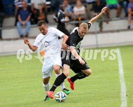 Fussball Regionalliga. Annabichler SV gegen RZ Pellets WAC Amateure.  Vahid Muharemovic,  (ASV), Christoph Rabitsch (WAC). Annabichl, am 26.7.2015.
Foto: Kuess
---
pressefotos, pressefotografie, kuess, qs, qspictures, sport, bild, bilder, bilddatenbank