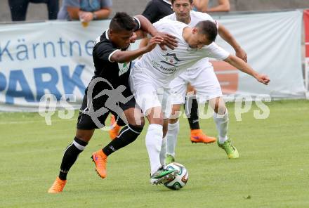 Fussball Regionalliga. Annabichler SV gegen RZ Pellets WAC Amateure.  Vahid Muharemovic,  (ASV), Nosa Iyobosa Edokpolor (WAC). Annabichl, am 26.7.2015.
Foto: Kuess
---
pressefotos, pressefotografie, kuess, qs, qspictures, sport, bild, bilder, bilddatenbank