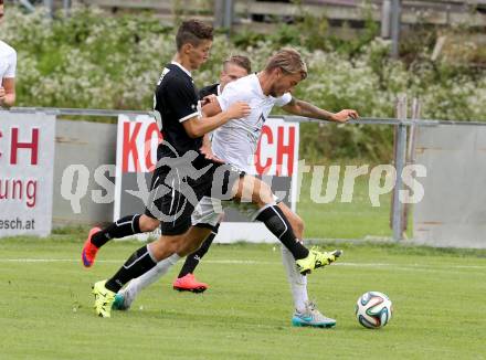 Fussball Regionalliga. Annabichler SV gegen RZ Pellets WAC Amateure.  Marco Leininger,  (ASV), Bastian Rupp (WAC). Annabichl, am 26.7.2015.
Foto: Kuess
---
pressefotos, pressefotografie, kuess, qs, qspictures, sport, bild, bilder, bilddatenbank