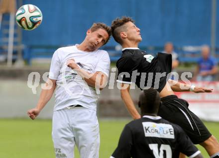 Fussball Regionalliga. Annabichler SV gegen RZ Pellets WAC Amateure.  Stefan Dollinger, (ASV), Bastian Rupp  (WAC). Annabichl, am 26.7.2015.
Foto: Kuess
---
pressefotos, pressefotografie, kuess, qs, qspictures, sport, bild, bilder, bilddatenbank