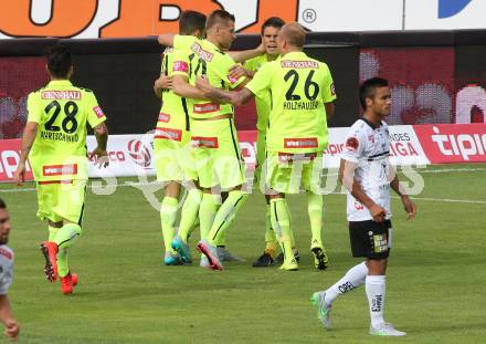 Fussball. Tipico Bundesliga. RZ Pellets WAC gegen FK Austria Wien. Torjubel   (Wien). Wolfsberg, am 26.7.2015.
Foto: Kuess
Foto: Kuess

---
pressefotos, pressefotografie, kuess, qs, qspictures, sport, bild, bilder, bilddatenbank