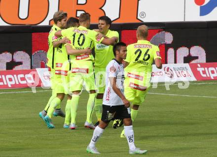 Fussball. Tipico Bundesliga. RZ Pellets WAC gegen FK Austria Wien. Torjubel   (Wien). Wolfsberg, am 26.7.2015.
Foto: Kuess
Foto: Kuess

---
pressefotos, pressefotografie, kuess, qs, qspictures, sport, bild, bilder, bilddatenbank